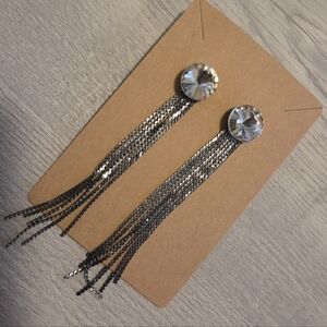 Elegant Silver Crystal Dangle Earrings